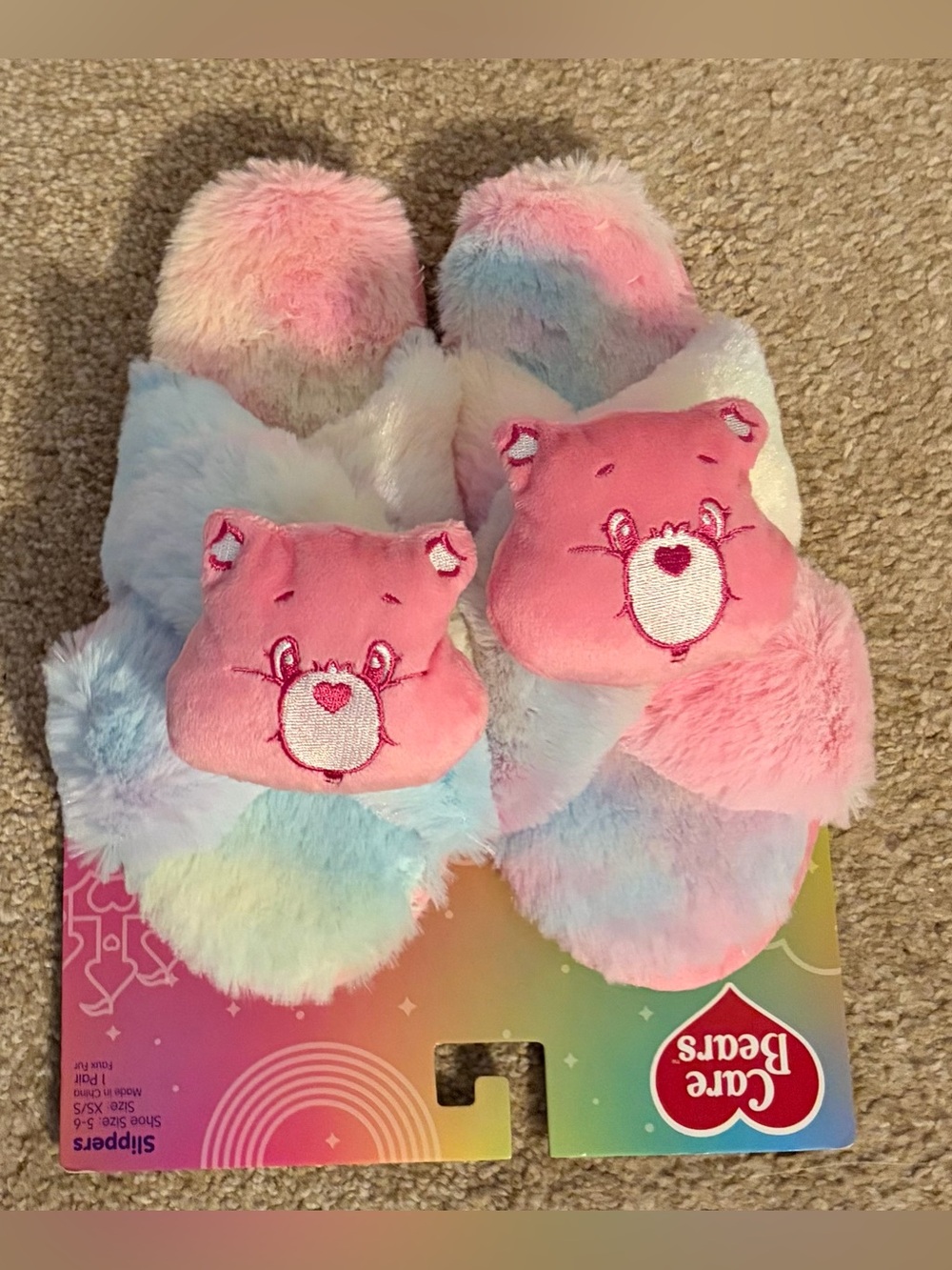 Care Bears Slippers, Women’s Size 5/6 (s/xs) New